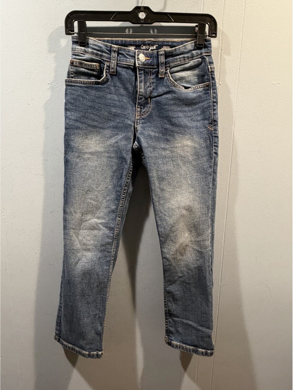 Kids Boys Cat & Jack Straight Blue Jean Size 8 Stretch With Adjustable Waist